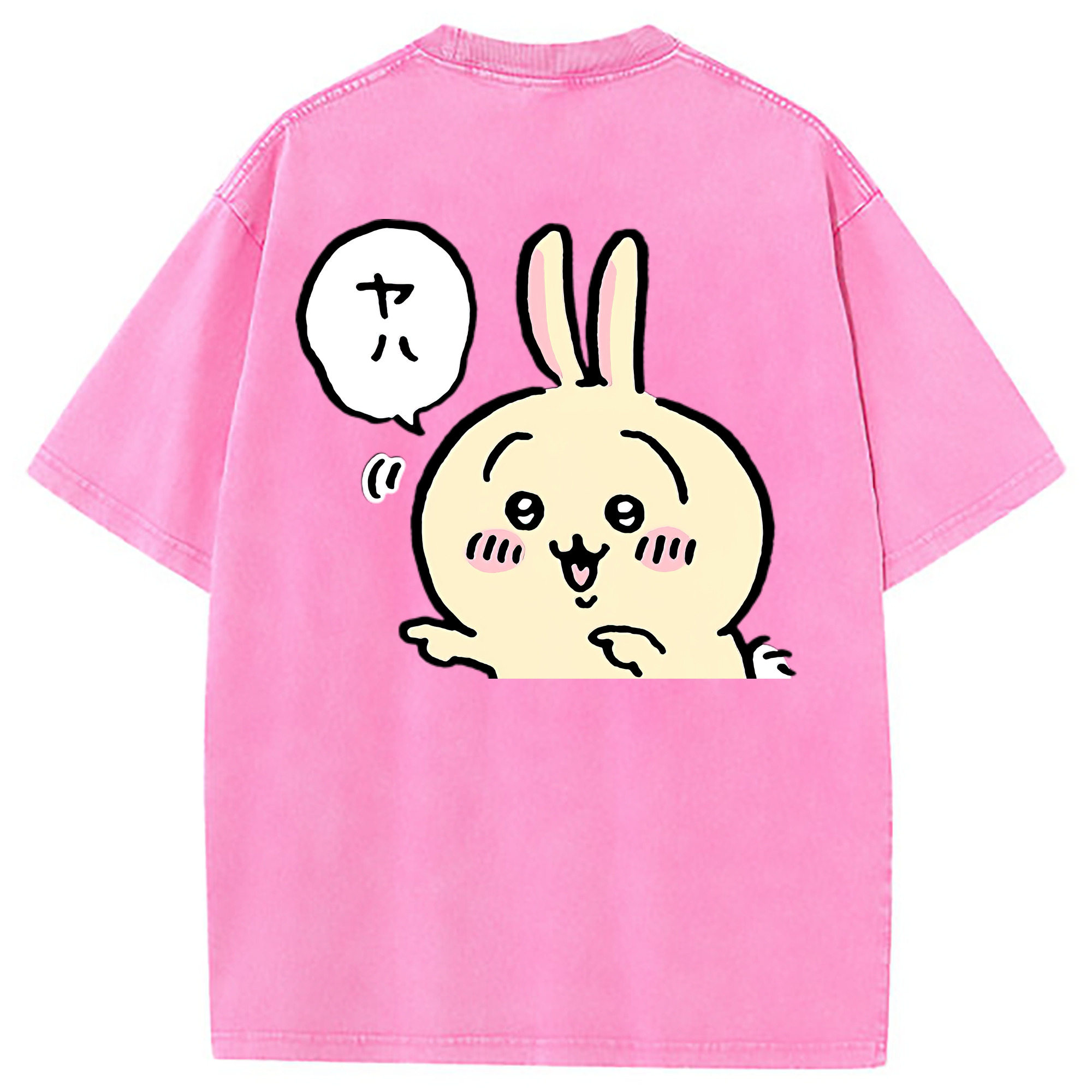 （画像用） ちいかわ うさぎ Chii-kawa usagi 綿100% ヴィンテージ風 半袖Tシャツ（背面プリント）